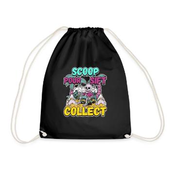 Fossil Tooth Collector Design for a Shark Fossil - Drawstring Bag - black - Front