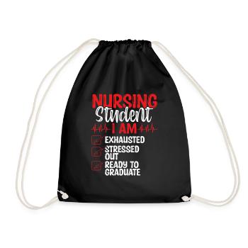 Nursing School Funny Nursing Student Graduate - Drawstring Bag - black - Front