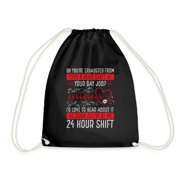 Night Shift Nurse RN CNA Nursing Cardiac Nurses - Drawstring Bag - black - Front