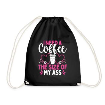 RN CNA Coffee the size my Ass Night Shift Nurse - Drawstring Bag - black - Front