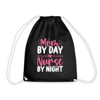 RN CNA Nursing Mom Night Shift Nurse Mama - Drawstring Bag - black - Front