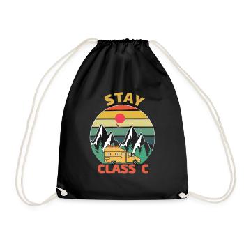 Vintage Stay Camp Camper Motor Home Camping - Drawstring Bag - black - Front