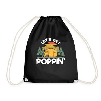 Vintage Retro Camp Camper Motor Home Camping - Drawstring Bag - black - Front