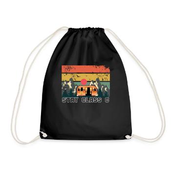 Vintage Retro Stay Camp Camper Motor Home Camping - Drawstring Bag - black - Front