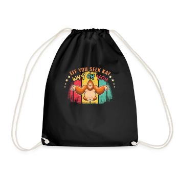 Zen Namaste Animal Meditation Cute Monkey Yoga - Drawstring Bag - black - Front