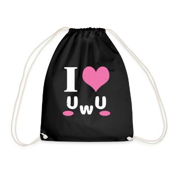 Love UwU Face Vaporwave Anime Aesthetic Otaku - Turnbeutel - Schwarz - Vorne