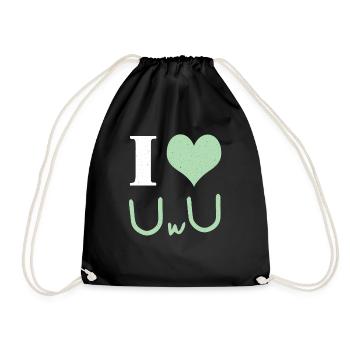 Love UwU Face Vaporwave Anime Heart Otaku - Turnbeutel - Schwarz - Vorne