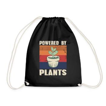 Retro Vintage Powered By Plants Gardening Tea - Drawstring Bag - black - Front