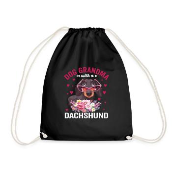 Hund Oma Mit Dackel Lustige Hundehalter Liebhaber - Turnbeutel - Schwarz - Vorne