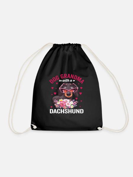 Hund Oma Mit Dackel Lustige Hundehalter Liebhaber - Turnbeutel - Schwarz