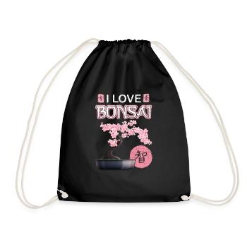 Bonsai Japanese Cherry Blossom Saying Gift Idea - Drawstring Bag - black - Front