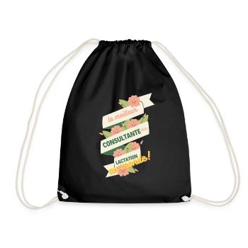 Lactation consultant breastfeeding support IBCLC - Drawstring Bag - black - Front