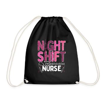 Nurse Appreciation Night Shift Nursing RN CNA - Drawstring Bag - black - Front