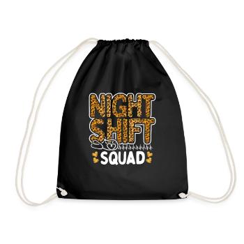 Leopard Night Shift Nurse Squad Leo Nursing - Drawstring Bag - black - Front