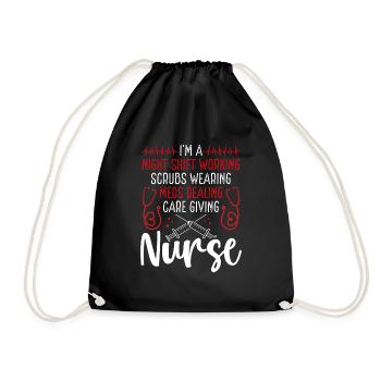 Nurse Night Shift Working Nursing RN CNA - Turnbeutel - Schwarz - Vorne