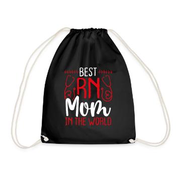 Nurse Best RN Work Mom CNA Mothers Day Nursing - Drawstring Bag - black - Front