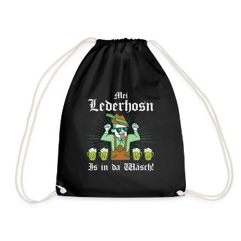 Mei Lederhosn is in da Wäsch - Turnbeutel - Schwarz - Vorne