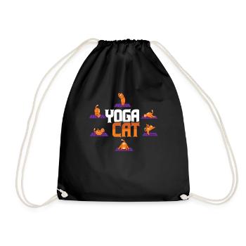 Zen Namaste Animal Meditation Pilates Cat Yoga - Drawstring Bag - black - Front