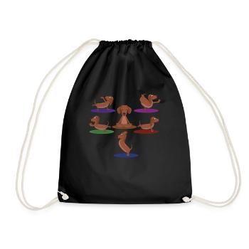 Zen Namaste Méditation Animale Mignon Teckel Yoga - Sac de sport léger - noir - Devant