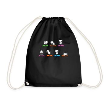 Zen Namaste Animal Meditation Kawaii Panda Yoga - Drawstring Bag - black - Front