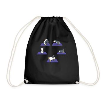 Zen Namaste Animal Meditation Cute Penguin Yoga - Drawstring Bag - black - Front
