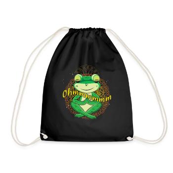 Zen Namaste Mandala Meditate Frog Animal Yoga - Drawstring Bag - black - Front