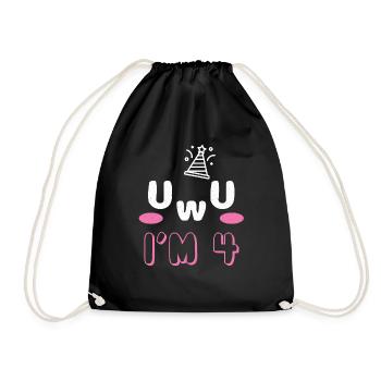 OwO UwU Face Age 4 Year Old Anime Aesthetic Otaku - Turnbeutel - Schwarz - Vorne