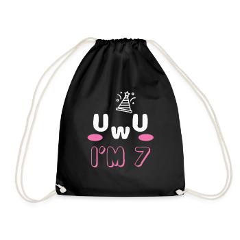 OwO UwU Face Age 7 Year Old Anime Aesthetic Otaku - Turnbeutel - Schwarz - Vorne