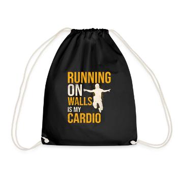 Running On Walls Is My Cardio Traceur Parkour - Drawstring Bag - black - Front
