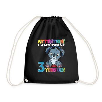 Gaming Koala I Am Now 3 Years Old - Drawstring Bag - black - Front