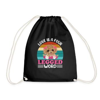 Beagle Liebe Vierbeiner Wort Lustiger - Turnbeutel - Schwarz - Vorne