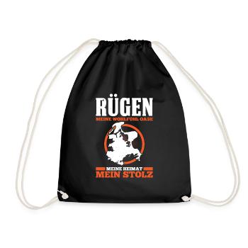 Rügen Meine Wohlfühl Oase Meine Heimat Stolz - Turnbeutel - Schwarz - Vorne