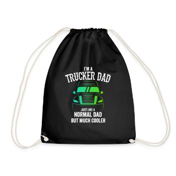 Ich bin ein Trucker Papa Geschenkidee Trucker Papa Big Truck - Turnbeutel - Schwarz - Vorne
