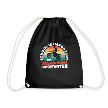 School is important, but motorcross is more important - Drawstring Bag - black - Front
