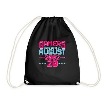 20. Geburtstag August Jahrgang 2002 Gamer - Turnbeutel - Schwarz - Vorne