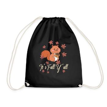 Dear Squirrels Thanksgiving Autumn All of You - Drawstring Bag - black - Front