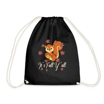 Dear Squirrels Thanksgiving Autumn All of You - Drawstring Bag - black - Front