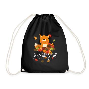 Dear Squirrels Thanksgiving Autumn All of You - Drawstring Bag - black - Front