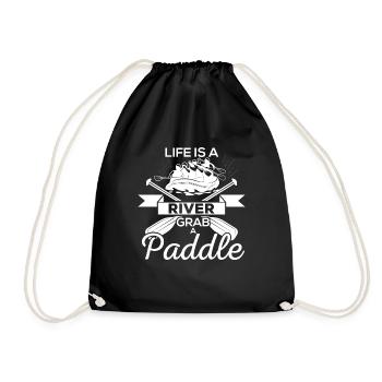 Is A River Grab A Paddle - Drawstring Bag - black - Front