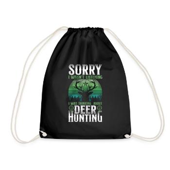 Buck Deer Hunting Hunter Vintage - Turnbeutel - Schwarz - Vorne