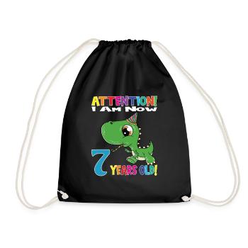 Anniversaire Dino Boy J'ai maintenant 7 ans - Sac de sport léger - noir - Devant