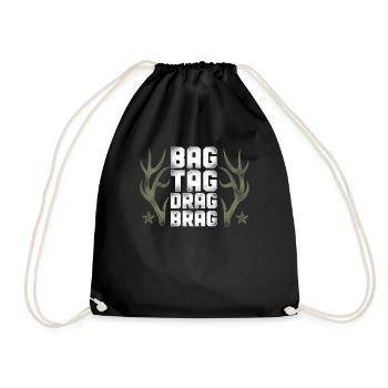 Buck Deer Hunting Hunter Vintage - Turnbeutel - Schwarz - Vorne