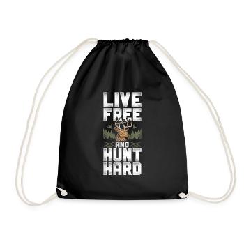 Buck Deer Hunting Hunter Vintage - Drawstring Bag - black - Front