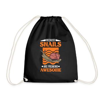 Because Snails are freaking awesome snail - Drawstring Bag - black - Front