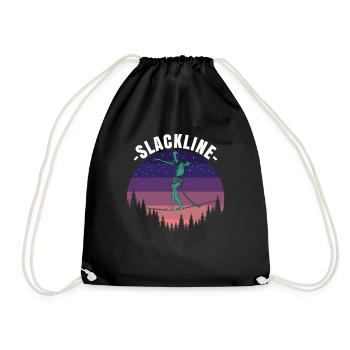 Slackline Slacklinen Vintage für Slackliner - Turnbeutel - Schwarz - Vorne