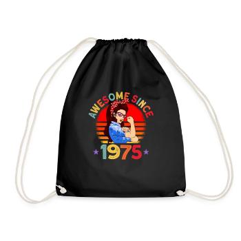 Awesome since 1975 Frauen 47. Geburtstag Geschenk - Turnbeutel - Schwarz - Vorne