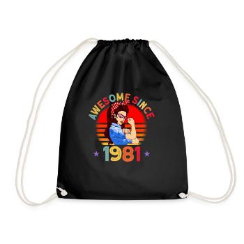 Awesome since 1981 Frauen 41. Geburtstag Geschenk - Turnbeutel - Schwarz - Vorne