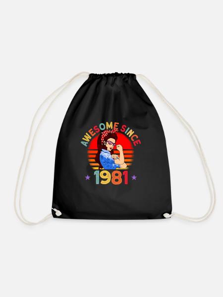 Awesome since 1981 Frauen 41. Geburtstag Geschenk - Turnbeutel - Schwarz