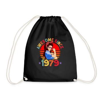 Awesome since 1979 Women 43rd birthday gift - Drawstring Bag - black - Front