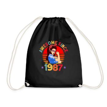 Awesome since 1987 Frauen 35. Geburtstag Geschenk - Turnbeutel - Schwarz - Vorne